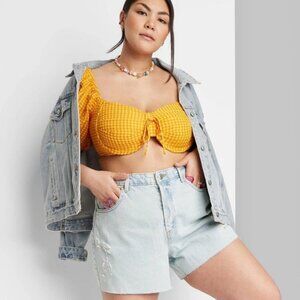 Women's High Rise Cutoff Midi Jean Shorts Wild Fable Light Wash 20/ 4.5" inseam